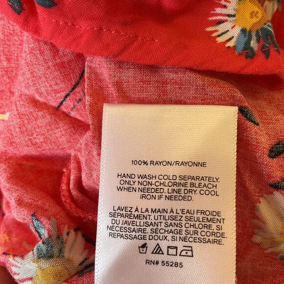 Express Women Maxi Dress M Red Floral Sundress Button Sleeveless Slit Front - Picture 3 of 11
